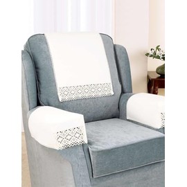 Chums Non Slip Cotton Lace Armcaps Pair with Free Chair back Cream Arm Caps