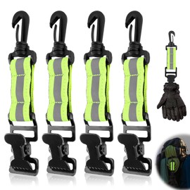 GUOSIYAO Glove Holder Pack of 4 Glove Holder Belt Green Single Clip Metal Glove Clip with Plastic Carabiners Fire Brigade Glove Clip for Hanging Gloves Towels Protective Helmets