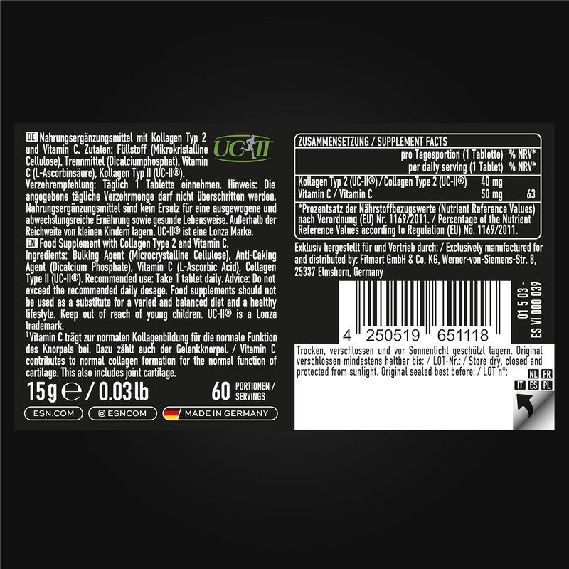 ESN Collagen Type II, 60 Tablets for 2 Months Supply,