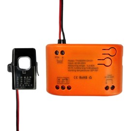 Tuya app WiFi Smart Energy Monitor, Single Phase Clamp Electricity Meter with 1 * 80ACT Current Transformer, Remote Monitor Meter Real-Time Electricity