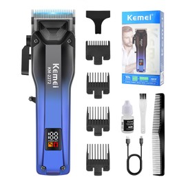 KEMEI KM-2272 - Cortapelos profesionales para hombres, cortapelos inalámbricos, cortapelos eléctricos para hombres, corte de pelo, USB tipo C recargable hasta 200 minutos de uso con pantalla LED