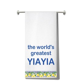 MYSOMY Greek Grandma Kitchen Towel Yiayia Kitchen Towel Greek Yiayia Gifts Greek Grandmother Gift (YIAYIA UK)