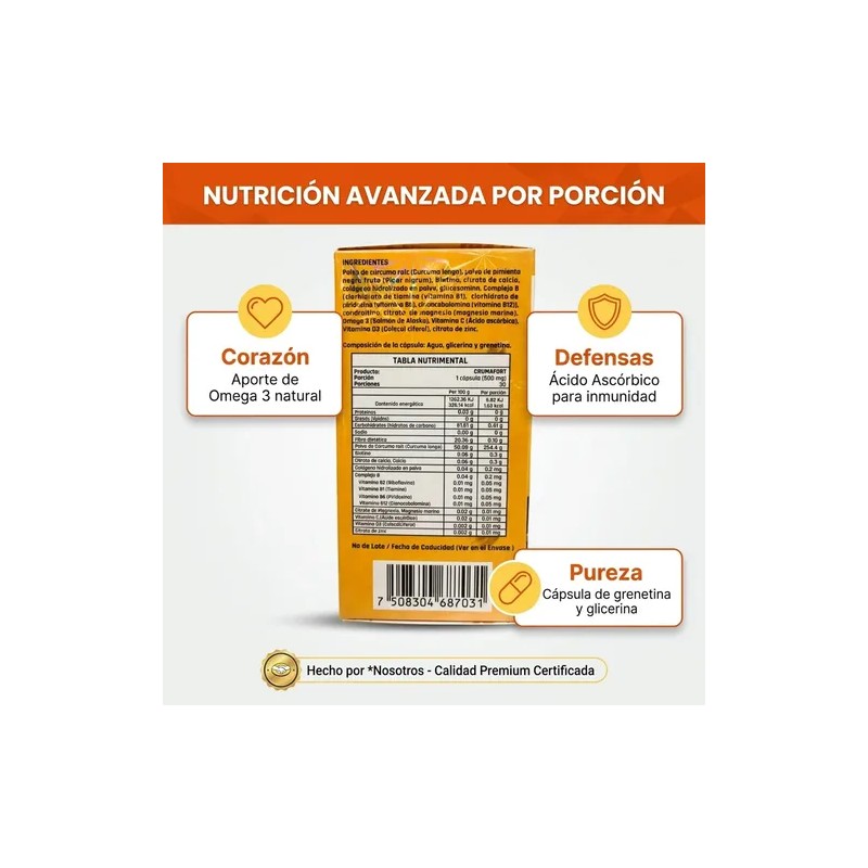 Curcuma Curmafort 30 Cápsulas De 500mg