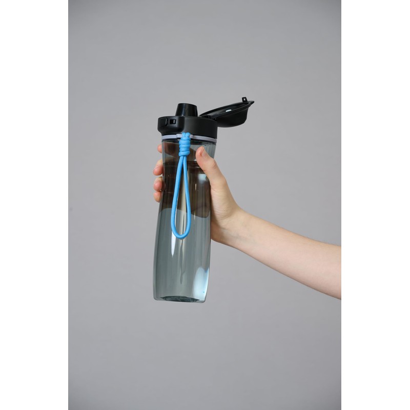 Profino Active Sports Bottle, 750 ml, Tritan, Black Transparent, Ergonomic