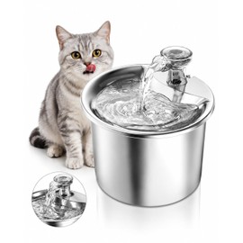 Fuente de Agua para Gato - Dispensador Automático de Agua para Mascota de Acero Inoxidable de 2L/67 oz