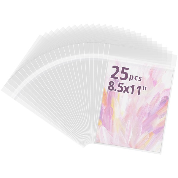 Frametory, 9" x 11 3/7" Acid-Free Clear Plastic Bags, Self