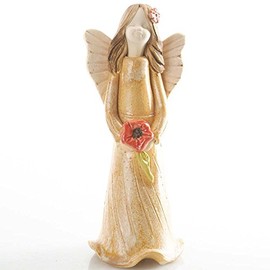 Enigma Supplies Ceramic Angel of Remembrance in Neutral Dress with Red Poppy Quirky and Thoughtful Gift