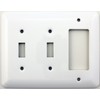 Mulberry Princess Style White Three Gang Combination Switch Plate - Two Toggle Light Switch Openings One GFI/Rocker Opening