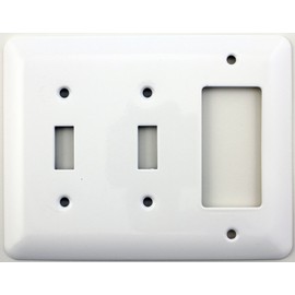 Mulberry Princess Style White Three Gang Combination Switch Plate - Two Toggle Light Switch Openings One GFI/Rocker Opening