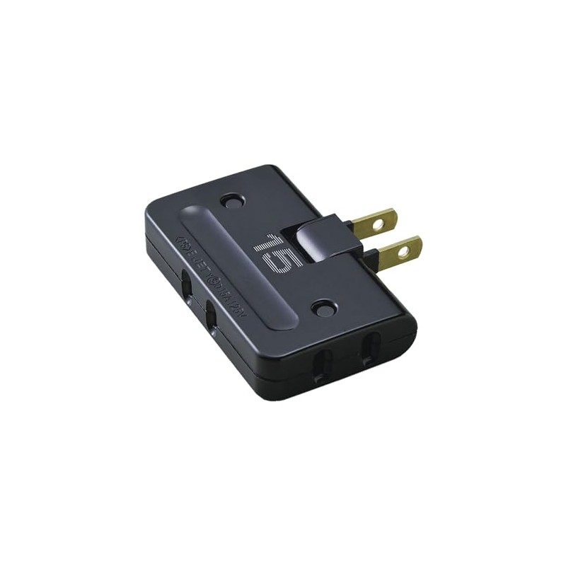 Elpa A-36H(BK) Corner Tap, Outlet Power Tap, 3 Outlets