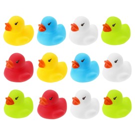 12 WELLGRO Bath Ducks Colourful (Yellow, Red, White, Blue, Green) Each Duck Approx. 3.5 x 3 cm (Diameter x Height) in Net