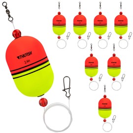 THKFISH 8 Pieces Fishing Slip Bobbers, EVA Foam Popping Floats, Weighted Bobbers, Oval Integral Fishing Float, Slip Bobbers Floats for Freshwater and Saltwater Inshore