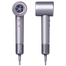 Hair Dryer - High Speed Hair Dryer with Display, 110000 RPM Brushless Motor for Fast Drying, 200 Million Negative Inoic Blow Dryer Low Noise Hair Dryer with Smoothing Nozzle and Diffuser Nozzle, Grey