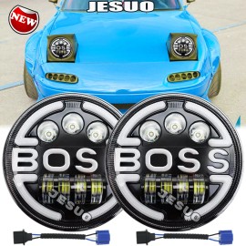 JESUO 105W 7inch Round H6024 LED Headlight High/Low for Mazda 90-97 NA Miata MX5 MX-5