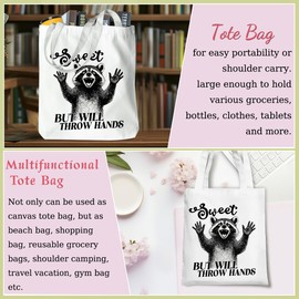 Cute Funny Gifts Gag Sarcastic Raccoon Gifts Canvas Tote Bag for Women Girls Sister Daughter Grandma Raccoon Lovers Birthday Christmas Friendship Beach Bag Reusable Grocery Bags for Shopping Work