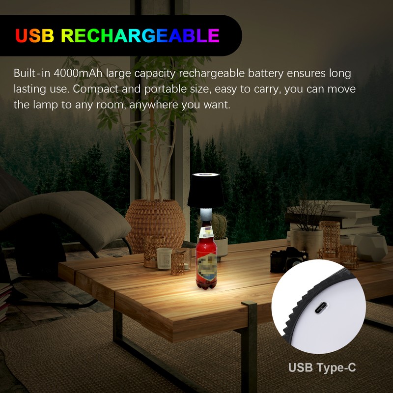 Touch Control Bottle Lamp RGB CCT Restaurant Table Lamp IP54
