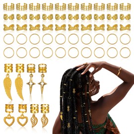 Tyqour 58 Pcs Gold Hair Cuffs for Braids Accessories, Loc Jewelry for Dreadlocks, Adjustable Hair Jewelry for Braids Decorations for Men Women