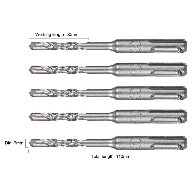 HPMAISON SDS Plus Rotary Hammer Drill Bit Set 6mm x