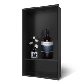 Niche for Shower Wall, Bath Niche 13 × 25 Double Shelves, Recessed Niche Shower for Bathroom Storage, Shower Niche Insert Tile Ready, Black