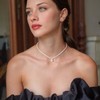 Moodear Dainty Pearl Diamond Pendant Necklaces for Women - Trendy
