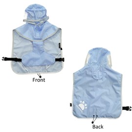 MAMORE Dog Raincoat Waterproof, Lightweight Adjustable Dog Rain Coat Hooded Poncho with Reflective Strip for Large Medium Small Dogs(Light Blue, X-Large)