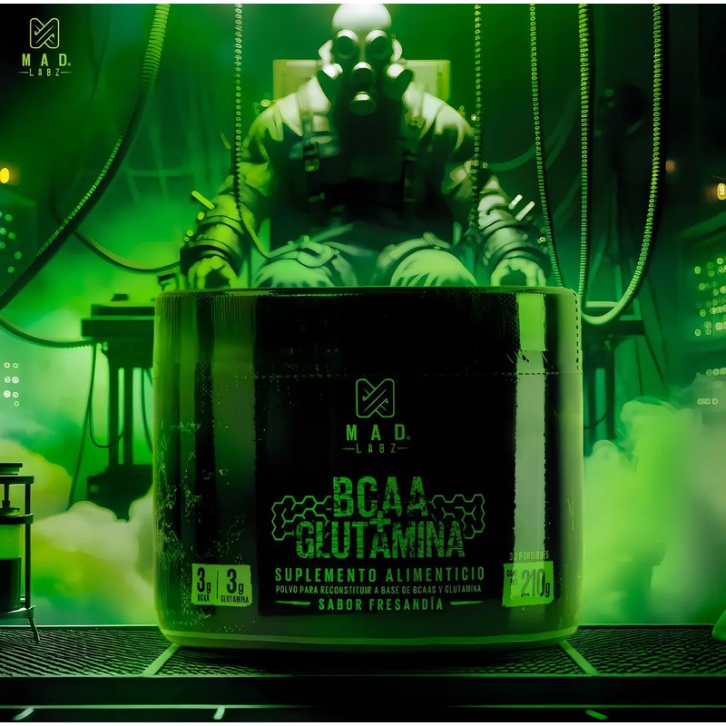 BCAA Glutamina MAD LABZ 210g Sabor Fresandia 30 Servicios Deportivo