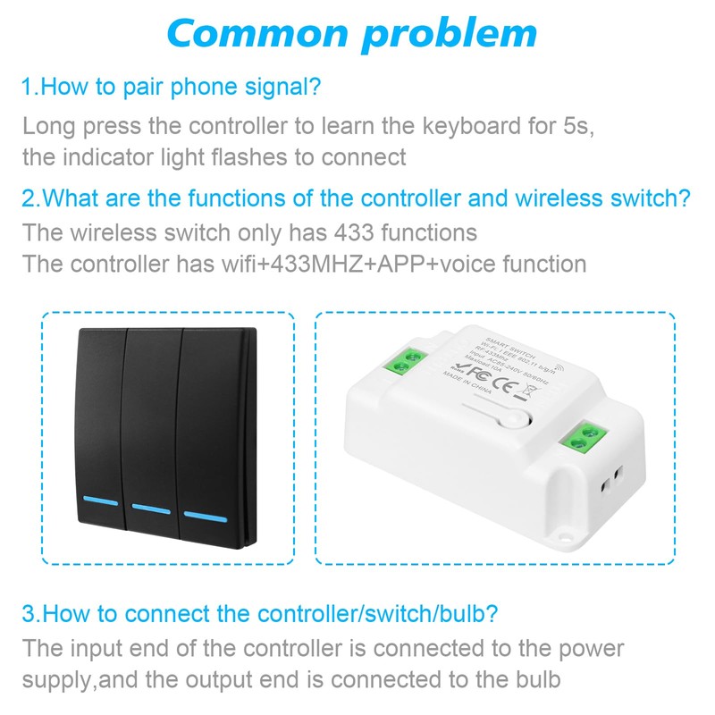 230 V Light Switch Set, RF 433 MHz Wireless Light