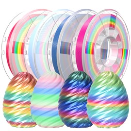 PINBALL 3D Printer Filament Bundle Silk Shiny Rainbow PLA Filament, Multicolored Fast Color Change Rainbow Toughness Upgraded 3D Printing Filament, 1.75mm 250gX 4 Spools (2.2 lbs)