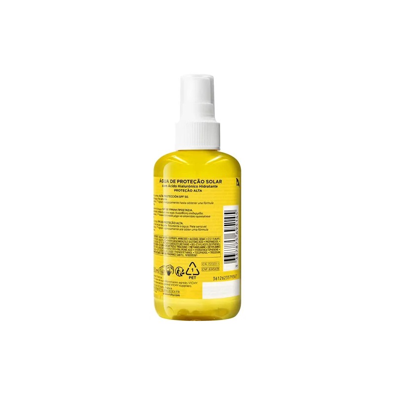Agua Solar Protectora Corporal Hidratante con Ácido Hialurónico y Vitamina