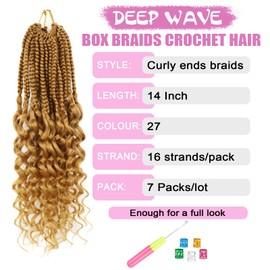 14 Inch Blonde Goddess Box Braids Crochet Hair 7 Packs Crochet Box Braids with Curly Ends Pre Looped Curly Crotchet Hair for Black Women (27)