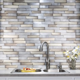 Aspect Peel & Stick Distressed Metal Panel (23.6" x 5.9" Panel) (23.6" x 5.9" Panel, Gilded Silver)