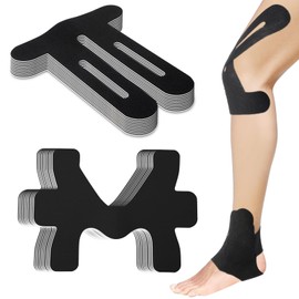 Burbell 20 Pcs Precut Kinesiology Tape Set Ankle and Knee Tape Bulk, Waterproof and Elastic, Breathable, Provides Support for The Muscles in Various Sports, Black