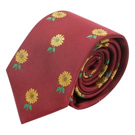 King & Priory Burgundy Red Embroidered Sunflower Tie