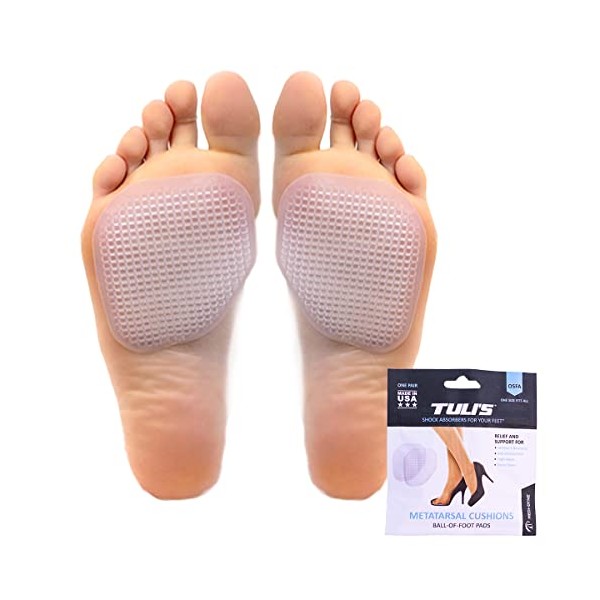 Tuli's Metatarsal Cushions, Ball of Foot Soft Gel Cushion Inserts to Relieve and Prevent Ball of Foot Pain, Blisters, and Calluses, One Size Fits All