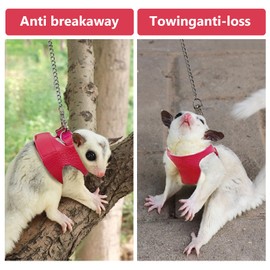 La La Pet Adjustable Retractable Sugar Glider Harness and Leash Set for Small Animals - Hamster, Outdoor Activities - Black, M
