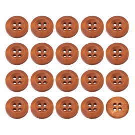 QUARKZMAN Pack of 50 Wooden Buttons, 15 mm (8/15 Inch) 4-Hole Round Wooden Buttons for Sewing DIY Crafts Clothing, Brown