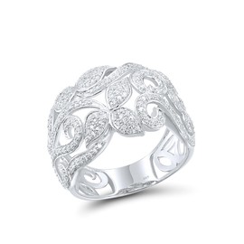 Santuzza 925 Sterling Silver Leaf Vine Pattern Ring White Cubic Zirconia Plant Ring for Women (8)