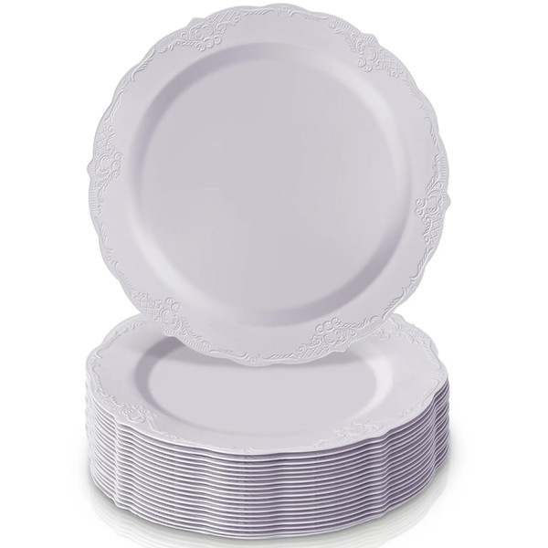Silver Spoons Vintage White Plastic Dinner Plates Set of 10
