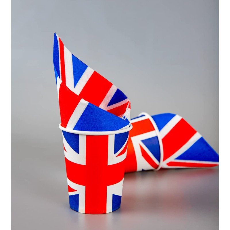 SHATCHI 20pcs Great Britain Union Jack Party Paper Cups Tableware