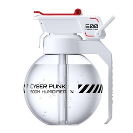 Grenade Humidifier, 500ml Creative Military Design Cool Mist Humidifiers Portable Cyberpunk Air Diffuser, Quiet USB Rechargeable Fun Humidifiers for Bedroom Office Study, 6H Auto Shut-Off (White)
