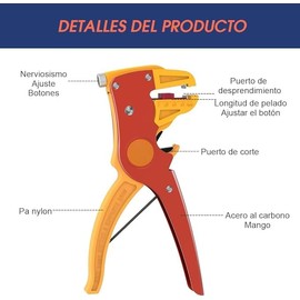 Pinzas Pelacables, Pinzas Electricista Multifuncionales para Pelar Cables para Electricistas, Reparación de Circuitos, Uso Industrial y Doméstico (neg