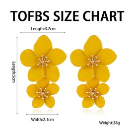 TOFBS Earrings Women's Earrings Fashion Double Layer Drop Earrings Hypoallergenic Earrings Flower Jewellery Accessories for Everyday Use, Alloys