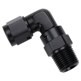 Podavelle 6AN Female Flare to 3/8 NPT Pipe Swivel 90 Degree Fitting Adapter Connector Aluminum Black