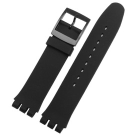 Vintage Time Watches | Watch Strap 17mm Black Resin (20mm) fits Swatch Compatible PVC Replacement Band