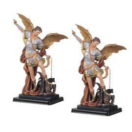 ICE ARMOR 2-PC Gift Set 12" H Archangel Michael Statue Saint Michael The Strongest Angel Holy Figurine Statue Ornament Home Room Office Decor Ideas for Housewarming