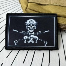 Velcro Patches, Skull Patch Print with Velcro Fastening, Velcro Bands, Morale Military Patches Stickers for Backpacks, Jackets, Jeans, Caps, Clothing