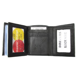 Dangerous Threads Mens Black Leather Wallet Lamb Classic Trifold 731