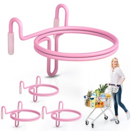 CAPHONT 6 Pcs Shopping Cart Cup Holder, Portable Cup Holder Shopping Carts Attachment Drink Holder for Hanging Coffee Cup Drink Cups Tapered Cup Baby Bottle (Pink)