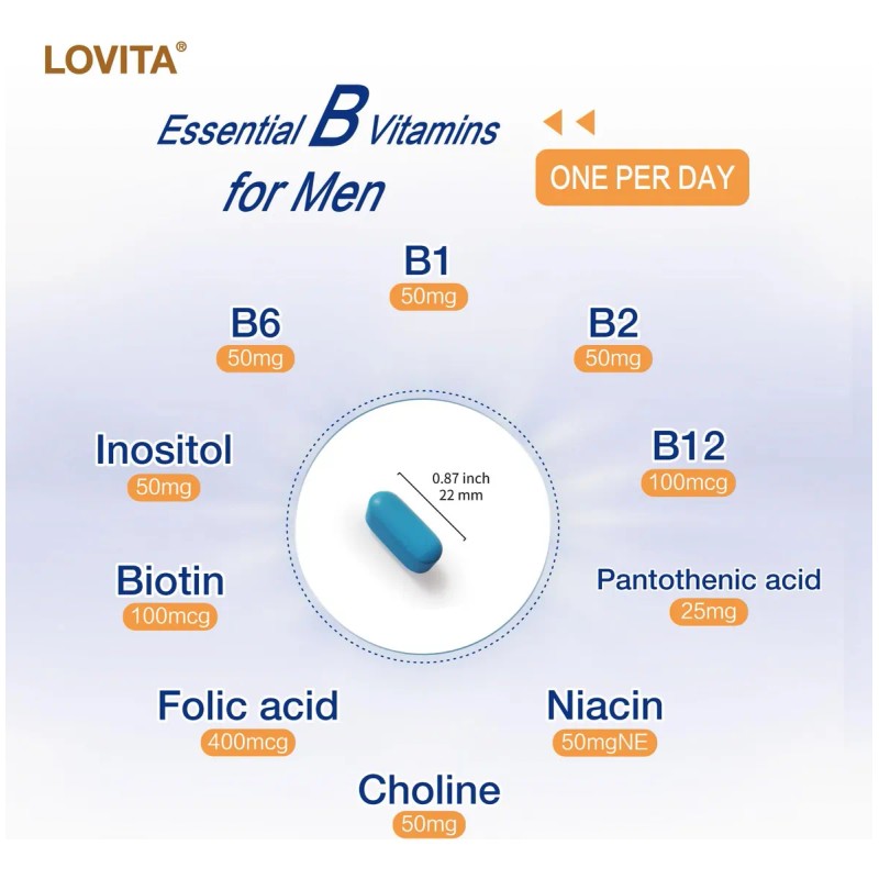 Lovita Complejo B Para Hombres 10 Vitaminas 60 Tabletas