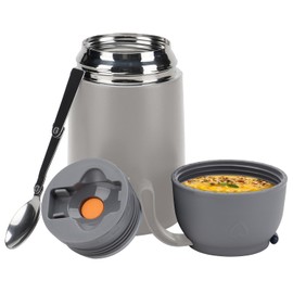 TnerryX Food flask 630ML - food flasks for hot food - Premium Stainless Steel Insulated soup flask - hot food flask - thermal lunch box - Grey